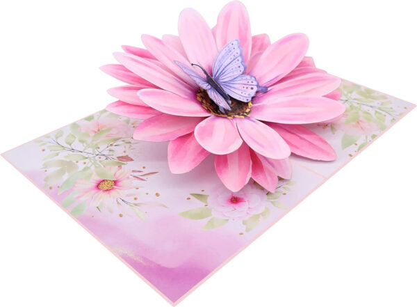 Tarjeta de flores pop-up con diseño floral Pop-up flower card with floral design