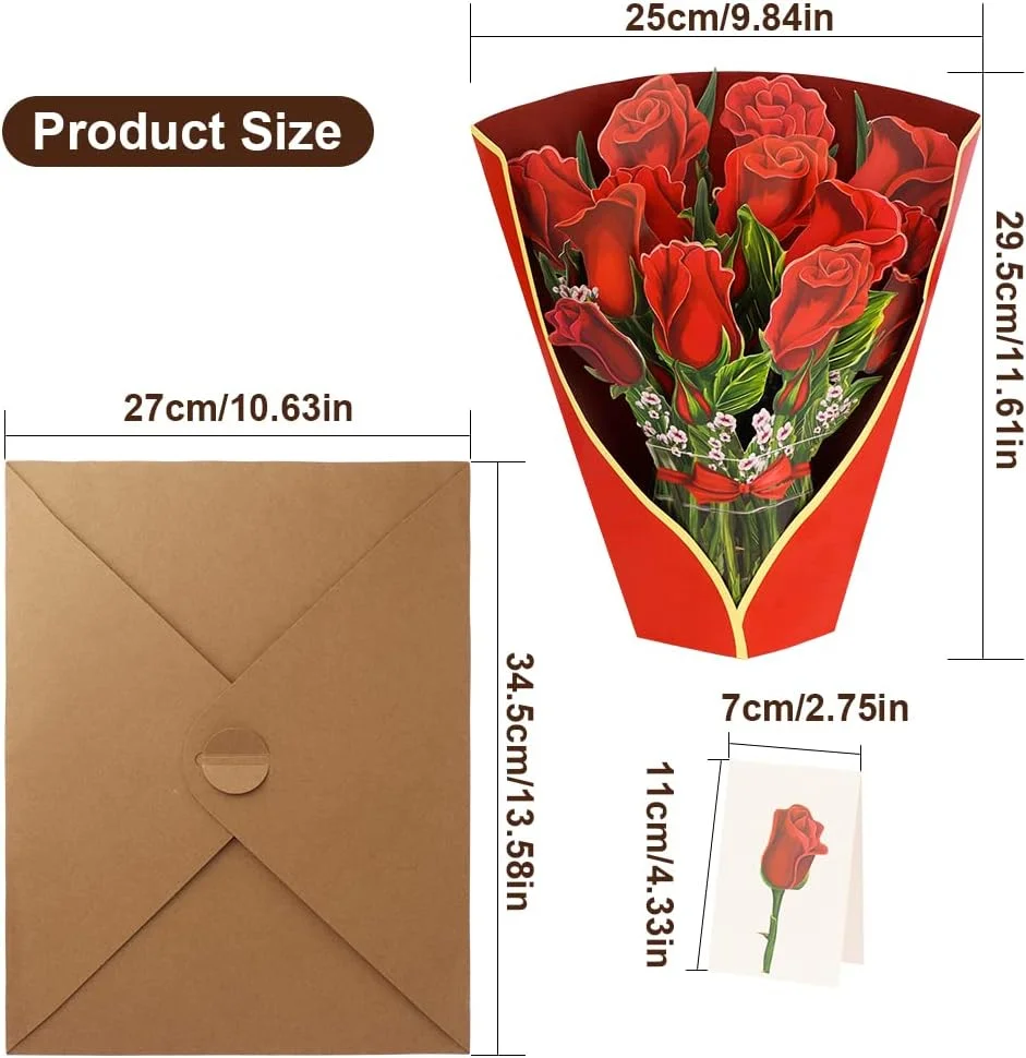 Pop-Up Flower Bouquet Greeting Card 3D, 12", Perfect for Mother's Day, Teacher's Day, Graduations, and Birthdays, as a Gift for Parents, Teachers, Friends (Lily) - Image 2
