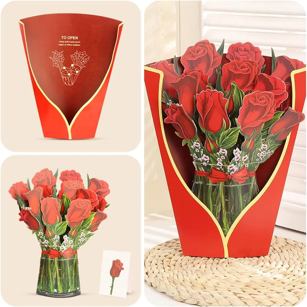 Pop-Up Flower Bouquet Greeting Card 3D, 12", Perfect for Mother's Day, Teacher's Day, Graduations, and Birthdays, as a Gift for Parents, Teachers, Friends (Lily) - Image 3