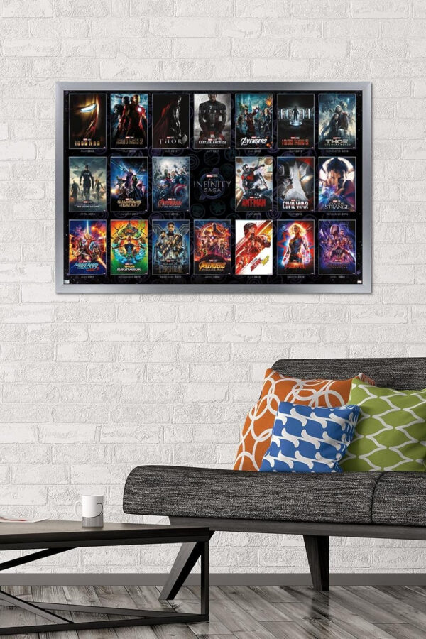 Trends International Marvel Avengers: The Infinity Saga - Póster de pared de cuadrícula de una hoja, 22.35 x 34 pulgadas, versión enmarcada en plata - Imagen 2