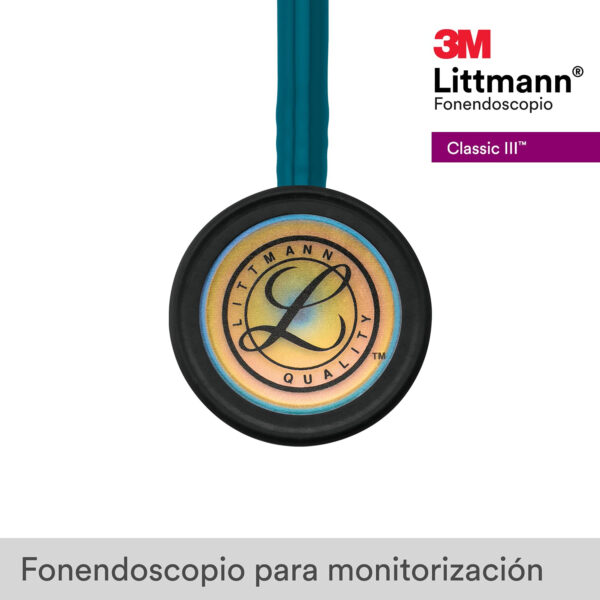 3M Littmann Classic III Fonendoscopio Para Monitorización, Acabado En Arcoíris, Tubo Color Azul, 69 cm - Imagen 3