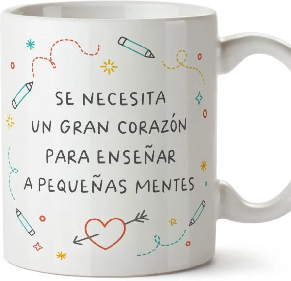 MUGFFINS Tazas para PROFESOR - En Español - Pequeñas mentes - 11 oz / 330 ml - Regalo original y divertido