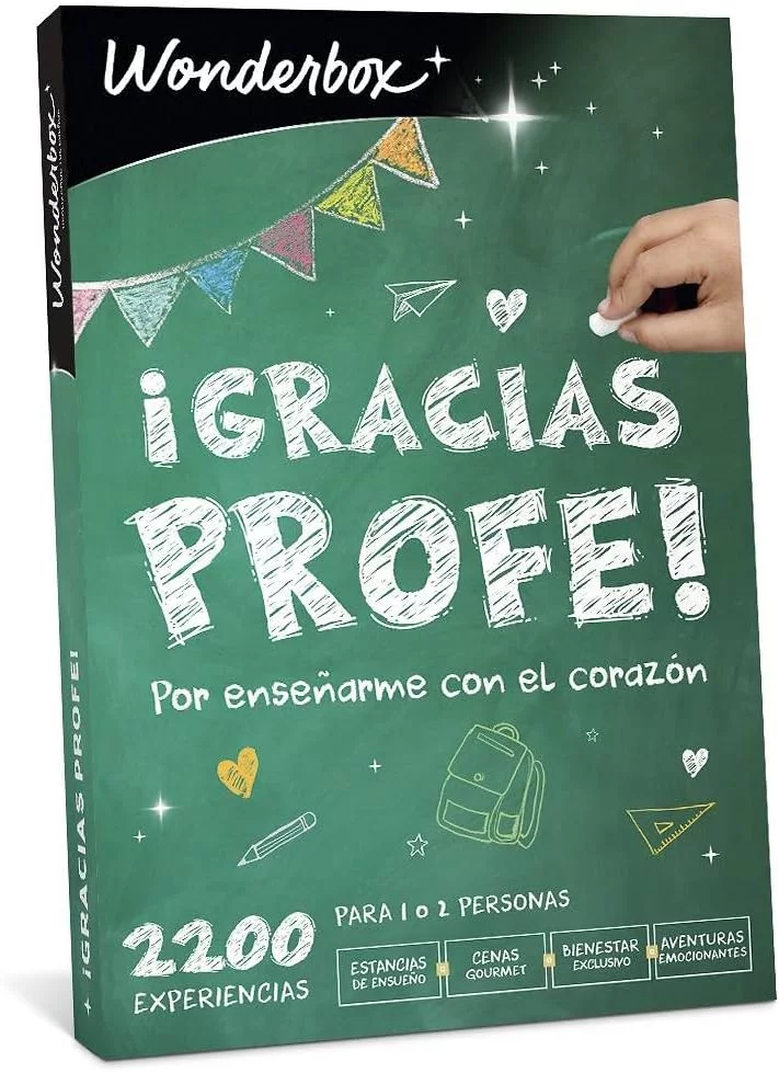 WONDERBOX - Caja Regalo - ¡Gracias profe! - 1 Experiencia a Elegir: Estancia, gastronomía, Actividad de Bienestar o de Aventura - 2200 experiencias - Ideas Regalo