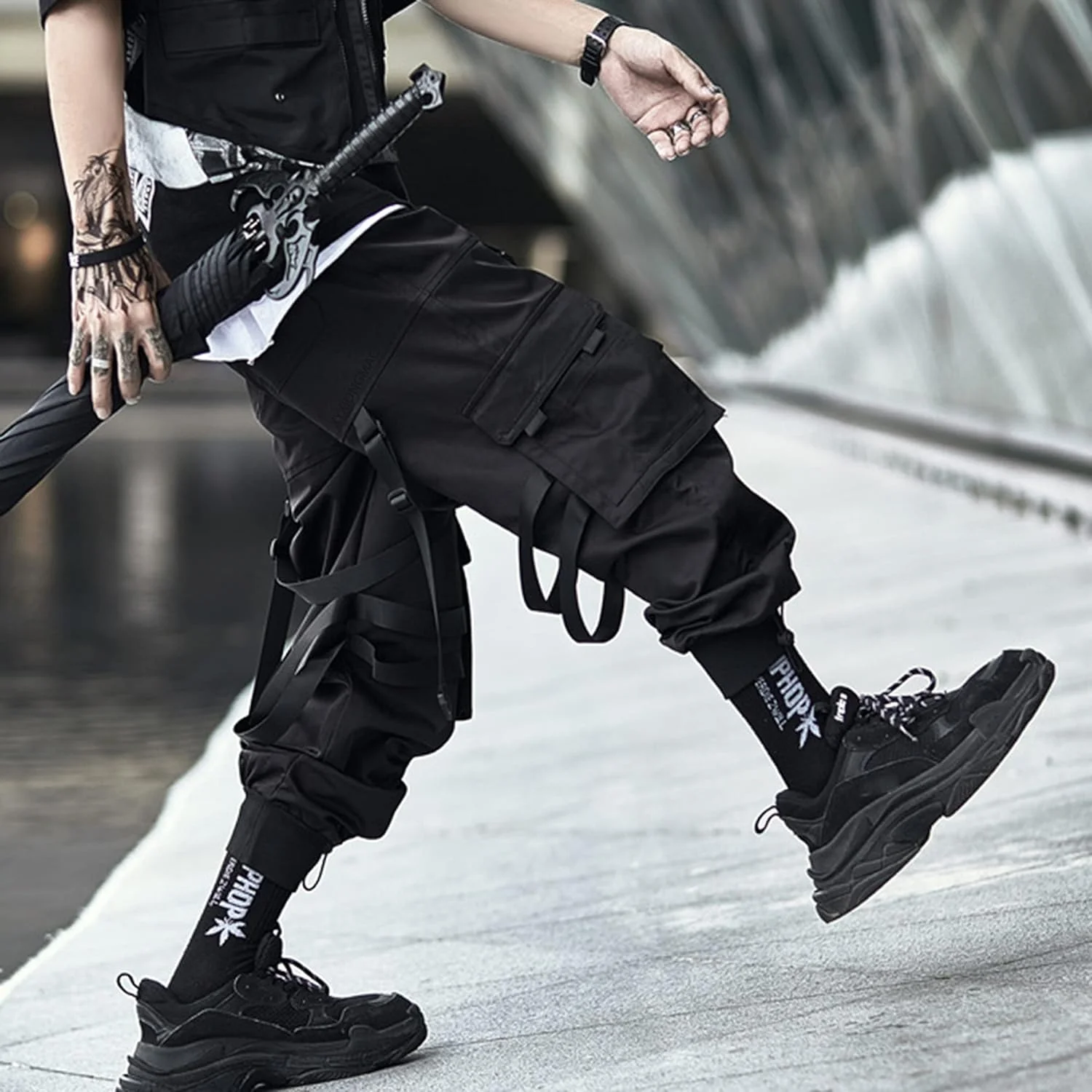 XYXIONGMAO Pantalones tácticos tipo cargo para correr, estilo hip hop, harén, ropa de calle, para hombre, pantalones casuales sueltos - Imagen 5