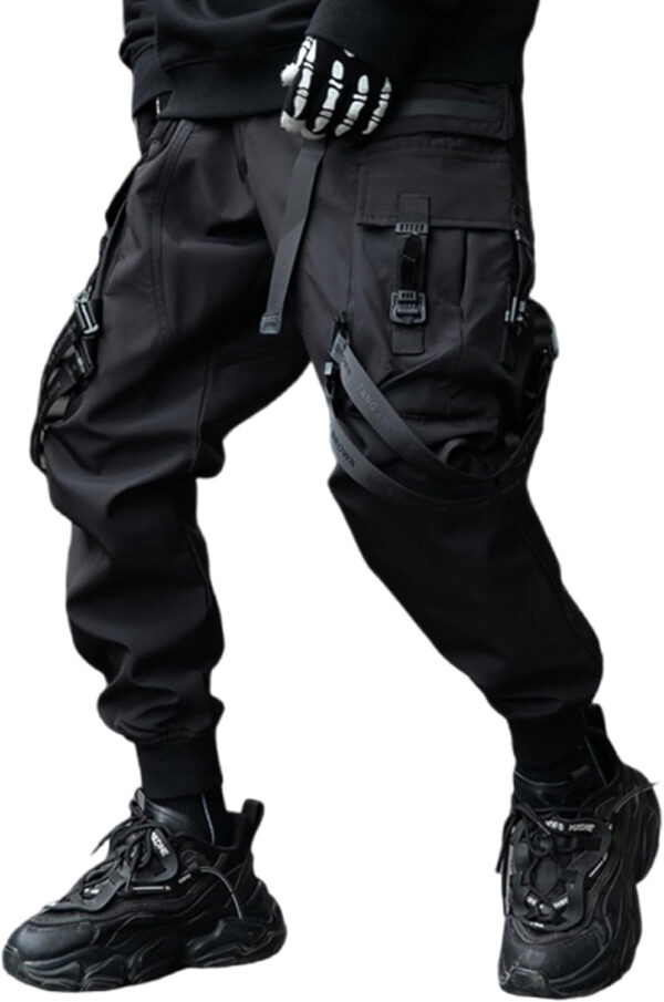 XYXIONGMAO Pantalones Techwear para hombre, estilo japonés, estilo gótico, negro, estilo cargo, pantalones deportivos para hombre, pantalones de moda Tripp Cyberpunk