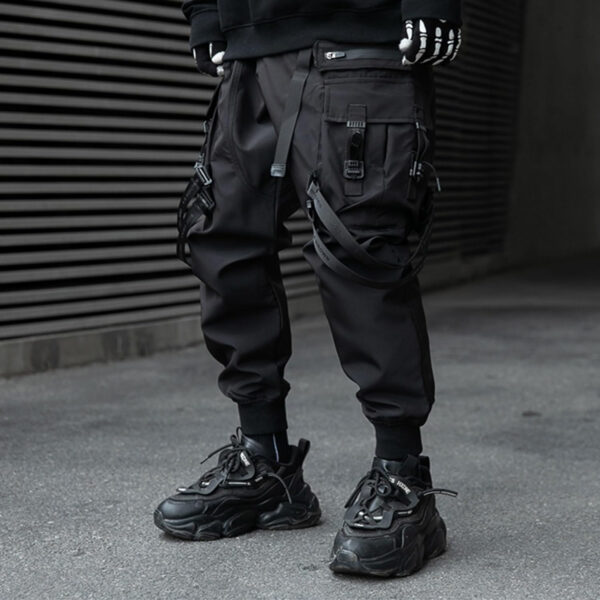 XYXIONGMAO Pantalones Techwear para hombre, estilo japonés, estilo gótico, negro, estilo cargo, pantalones deportivos para hombre, pantalones de moda Tripp Cyberpunk - Imagen 2