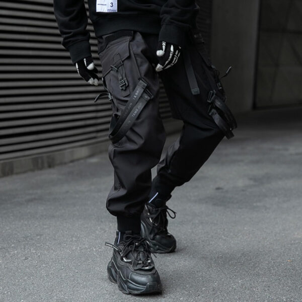 XYXIONGMAO Pantalones Techwear para hombre, estilo japonés, estilo gótico, negro, estilo cargo, pantalones deportivos para hombre, pantalones de moda Tripp Cyberpunk - Imagen 3