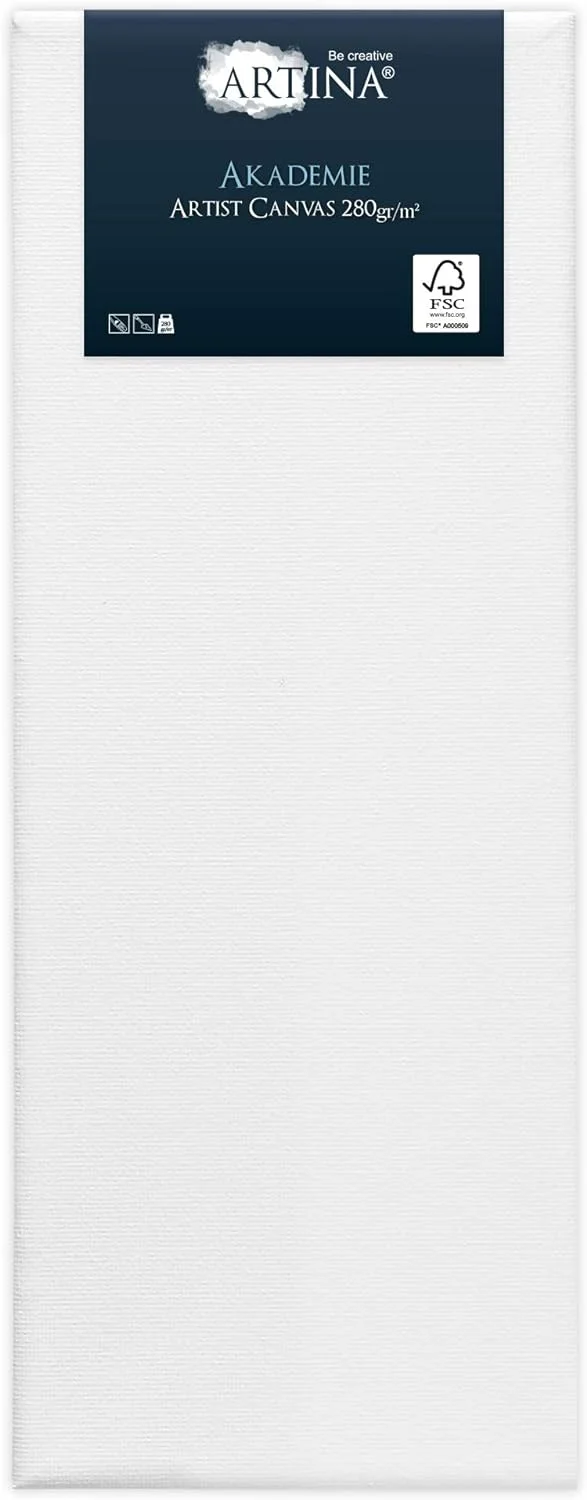 Set de 2 lienzos blancos preestirados Akademie con bastidores de madera FSC® - 70x120 cm - Lienzos para pintar pretratados con bastidores estables - 100% algodón 280g/m² - Imagen 2