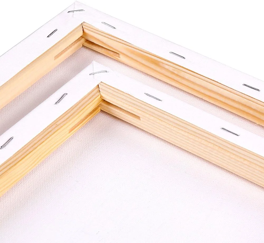 Lienzos en Blanco para Pintar Acrilico y Óleo - Set de 4 - Lienzo Tela Blanca de Algodón en un Robusto Marco de Madera de Pino - Dos Marcos de 20x30cm y 30x40cm c/u - Imagen 4