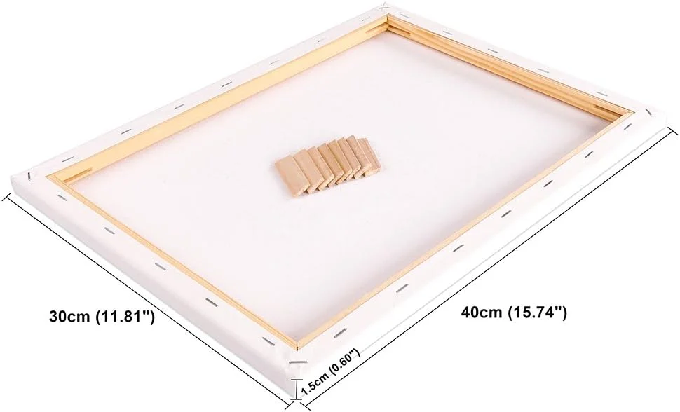 Lienzos en Blanco para Pintar Acrilico y Óleo - Set de 4 - Lienzo Tela Blanca de Algodón en un Robusto Marco de Madera de Pino - Dos Marcos de 20x30cm y 30x40cm c/u - Imagen 5