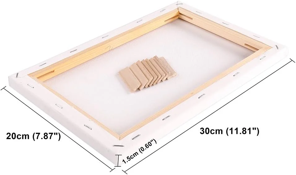 Lienzos en Blanco para Pintar Acrilico y Óleo - Set de 4 - Lienzo Tela Blanca de Algodón en un Robusto Marco de Madera de Pino - Dos Marcos de 20x30cm y 30x40cm c/u - Imagen 6