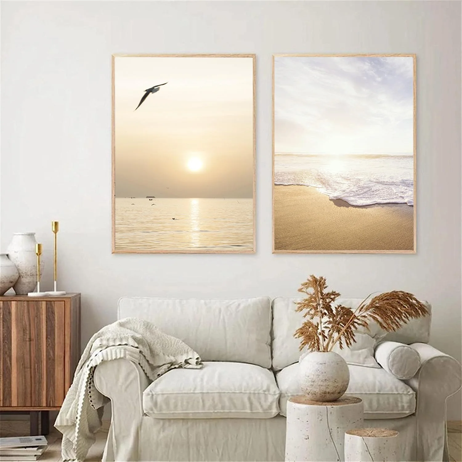 SWECOMZE Juego de 3 pósteres para salón, fotos decorativas para dormitorio, puesta de sol, playa, elegantes murales, sin marco (50 x 70 cm) - Imagen 4