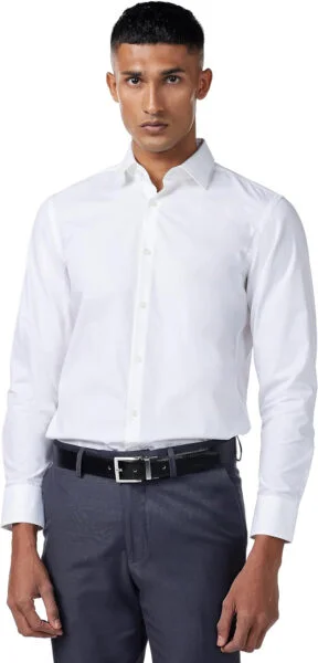 HUGO Camisa de vestir clásica de popelin con botones para hombre