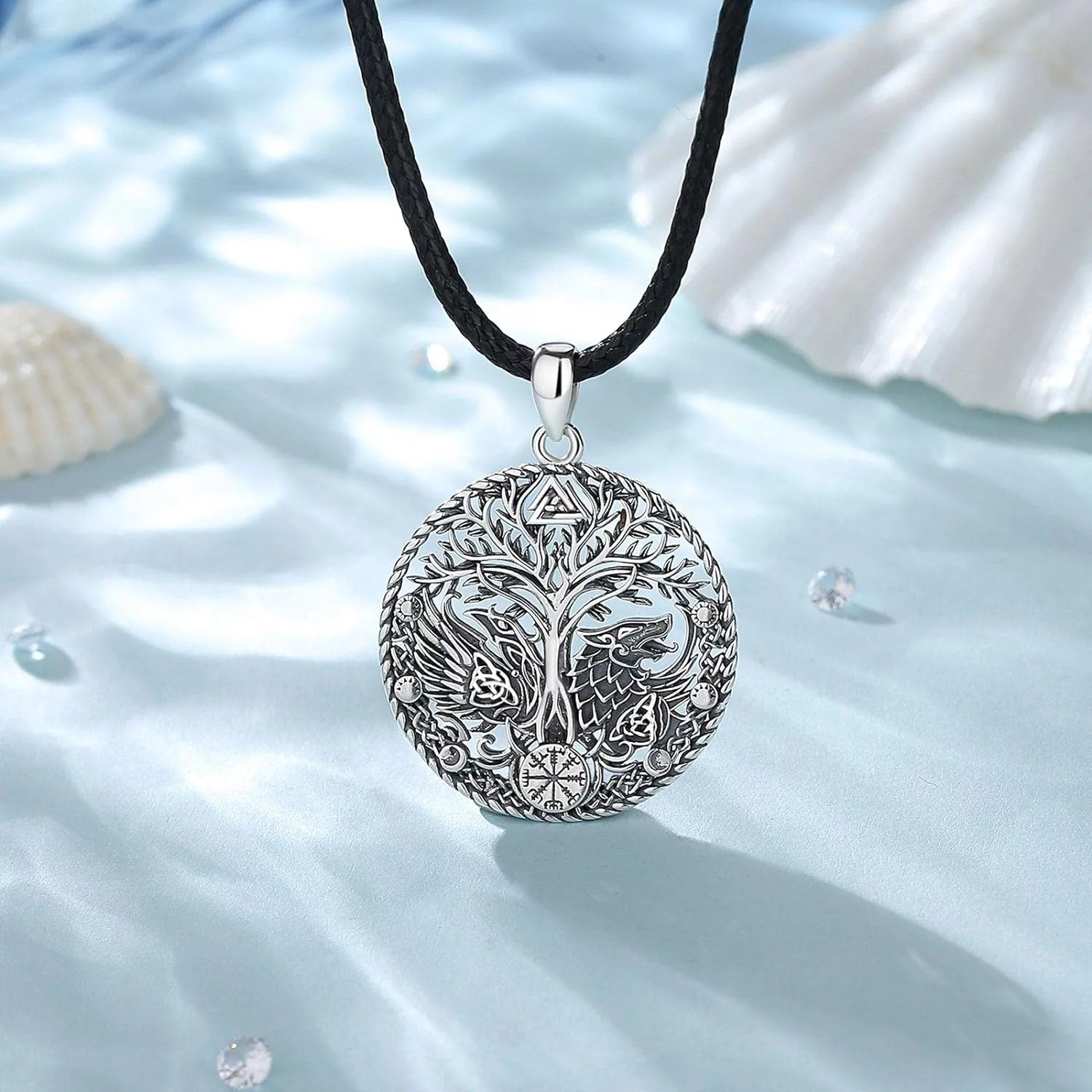 AEONSLOVE Collar Vikingo Plata de Ley 925 para Hombre Mujer, Colgante Árbol de la Vida Yggdrasil | Martillo de Thor | Runas Vikingas | Lobo Vikingo | Dragón, Joyas Nórdico - Imagen 2