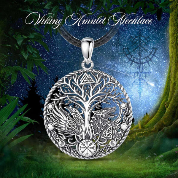 AEONSLOVE Collar Vikingo Plata de Ley 925 para Hombre Mujer, Colgante Árbol de la Vida Yggdrasil | Martillo de Thor | Runas Vikingas | Lobo Vikingo | Dragón, Joyas Nórdico - Imagen 4