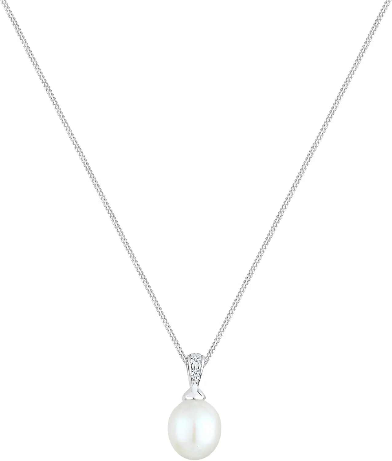 Elli Collar de diamantes para mujer con perlas de agua dulce y diamantes (0,04 ct.) en plata de ley 925 - Imagen 2