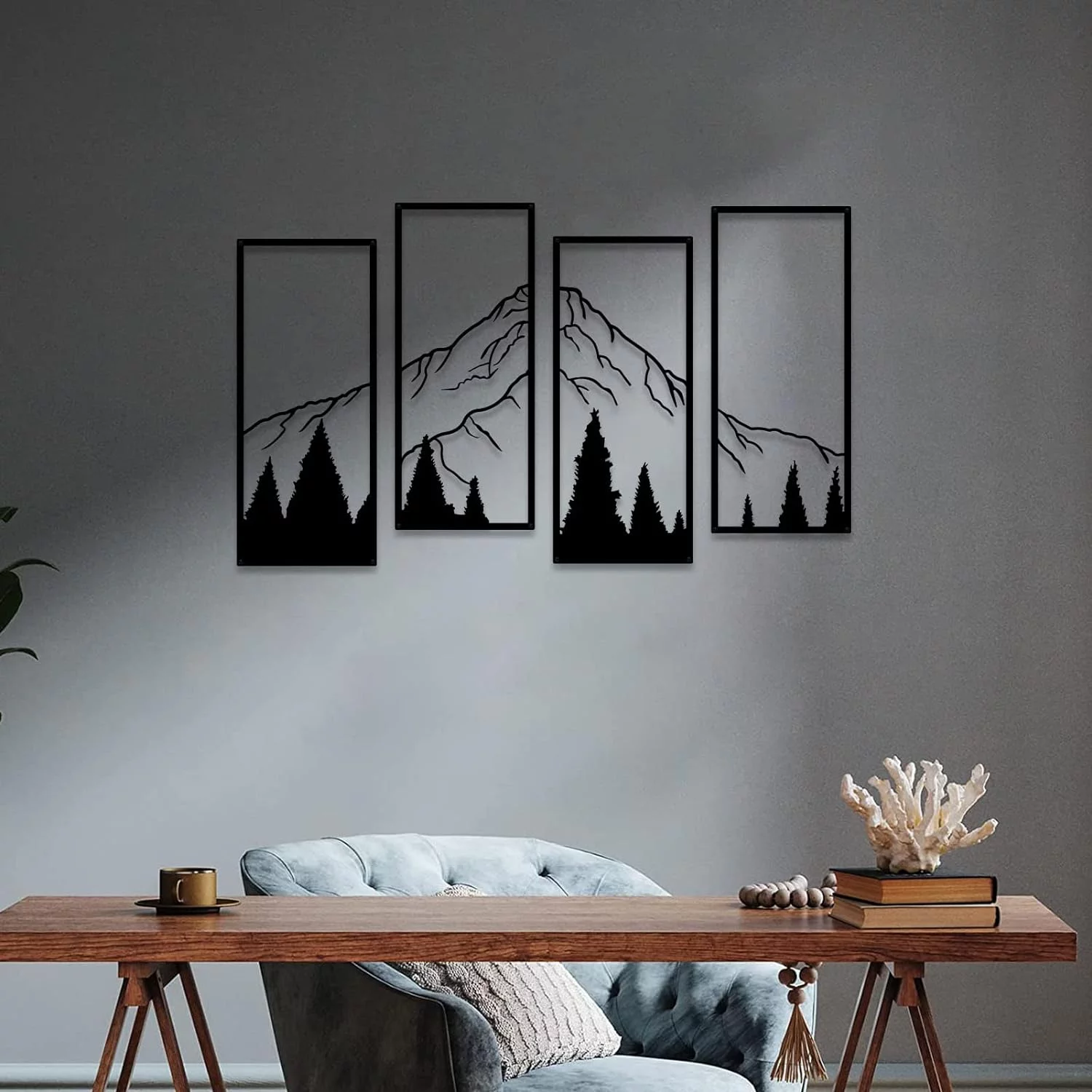Ruelen 4-Piece Metal Mountain - Square Figure, Minimalist Wall Decoration for Home, Office, Living Room, and Bedroom - Image 5