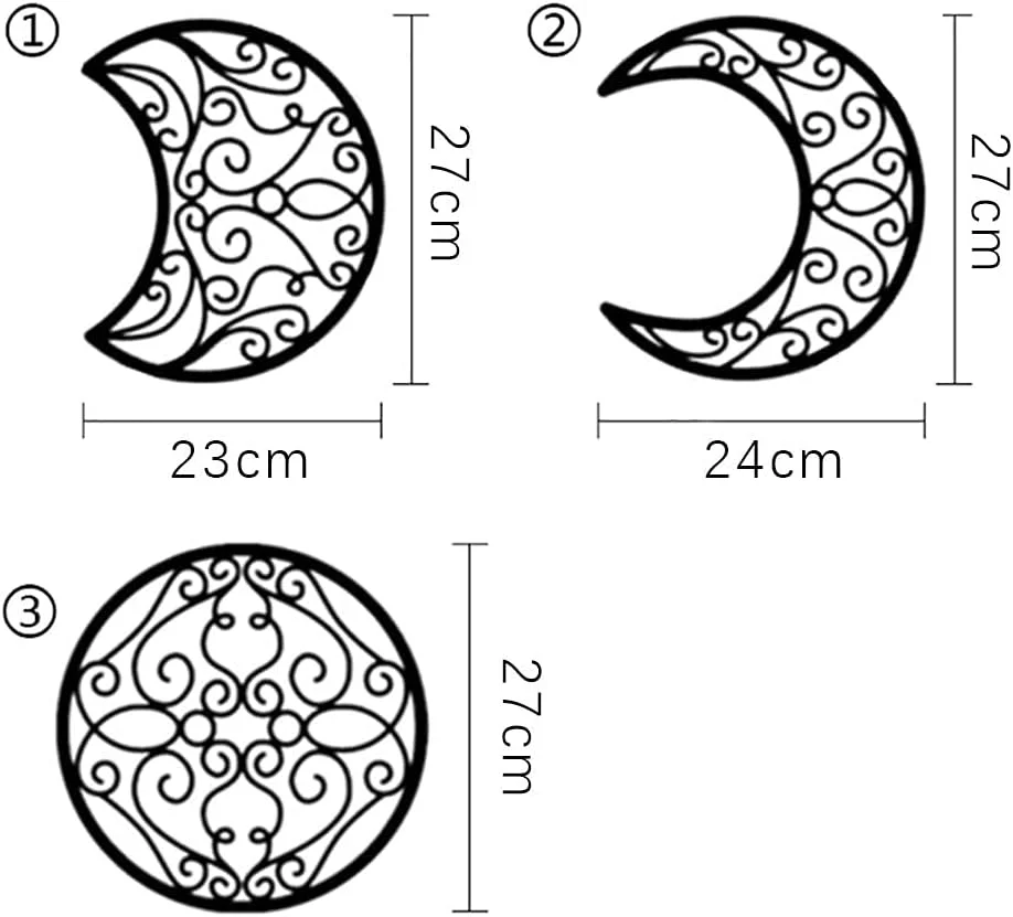 Moon Decoracion Pared, 5 Piezas hogar Salon del Norte de Europa Moon Phase Nature Diseño, Pared Bohemia Dormitorio (Negro) - Imagen 7