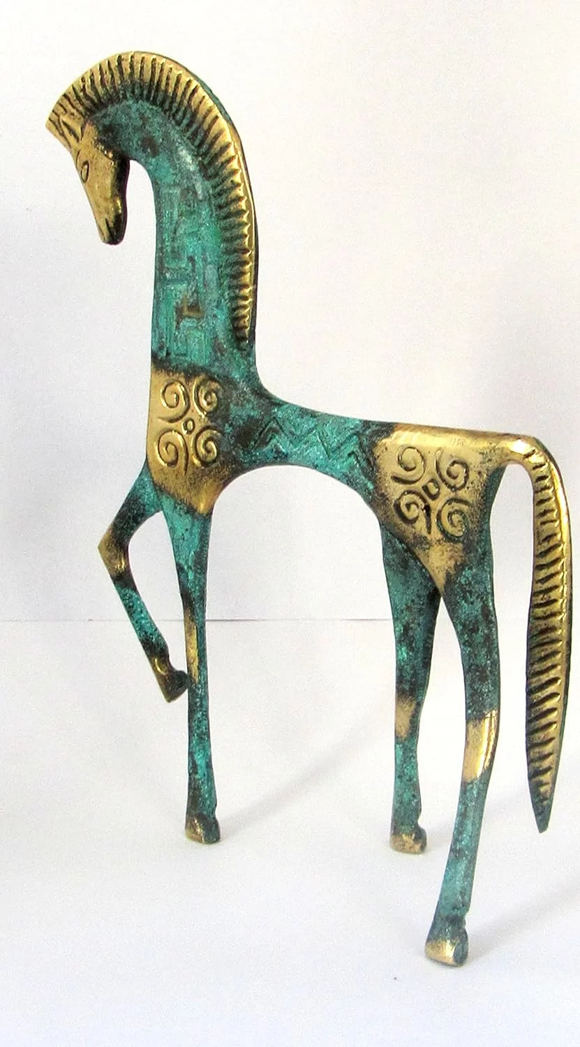 IconsGr Estatua de museo de bronce griego antiguo réplica del caballo de la era geométrica (122) - Imagen 2
