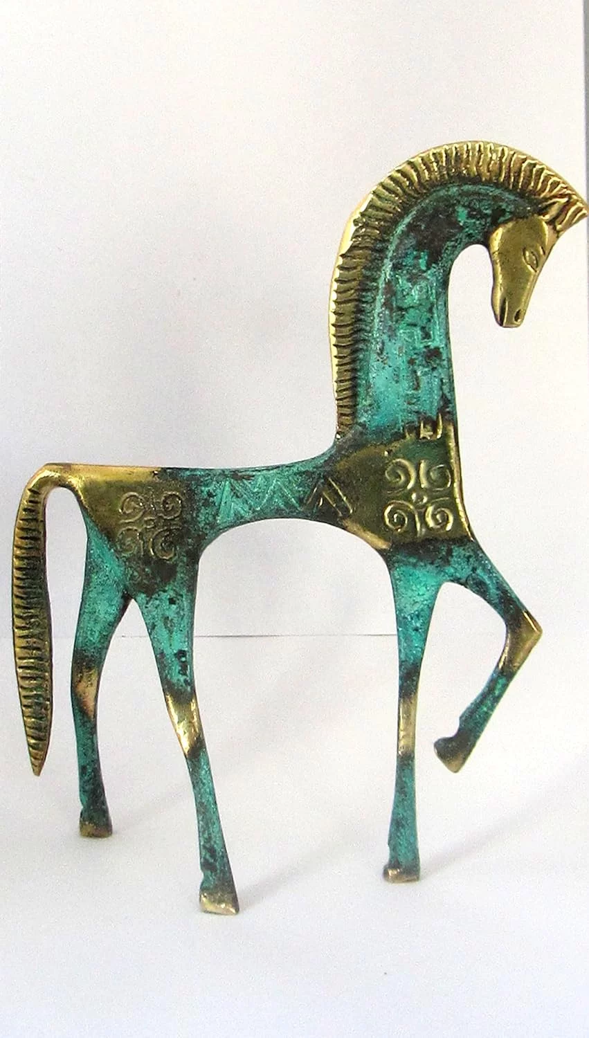 IconsGr Estatua de museo de bronce griego antiguo réplica del caballo de la era geométrica (122) - Imagen 4