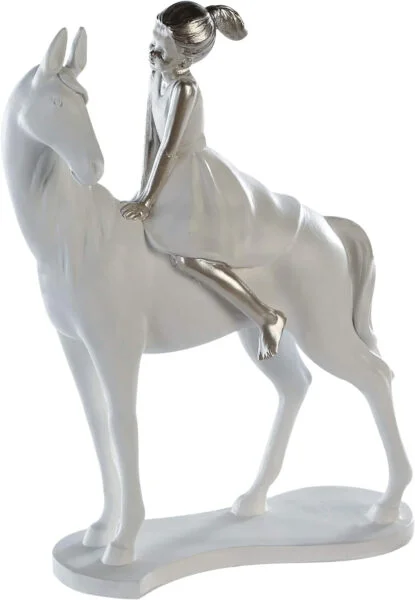 Casablanca - Figura de niña en Caballo (25 cm), Color Blanco y Plateado