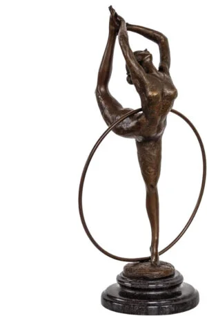 aubaho Escultura señora Bailarina aro Deporte de Bronce Figura Antiqued Estatua 40cm