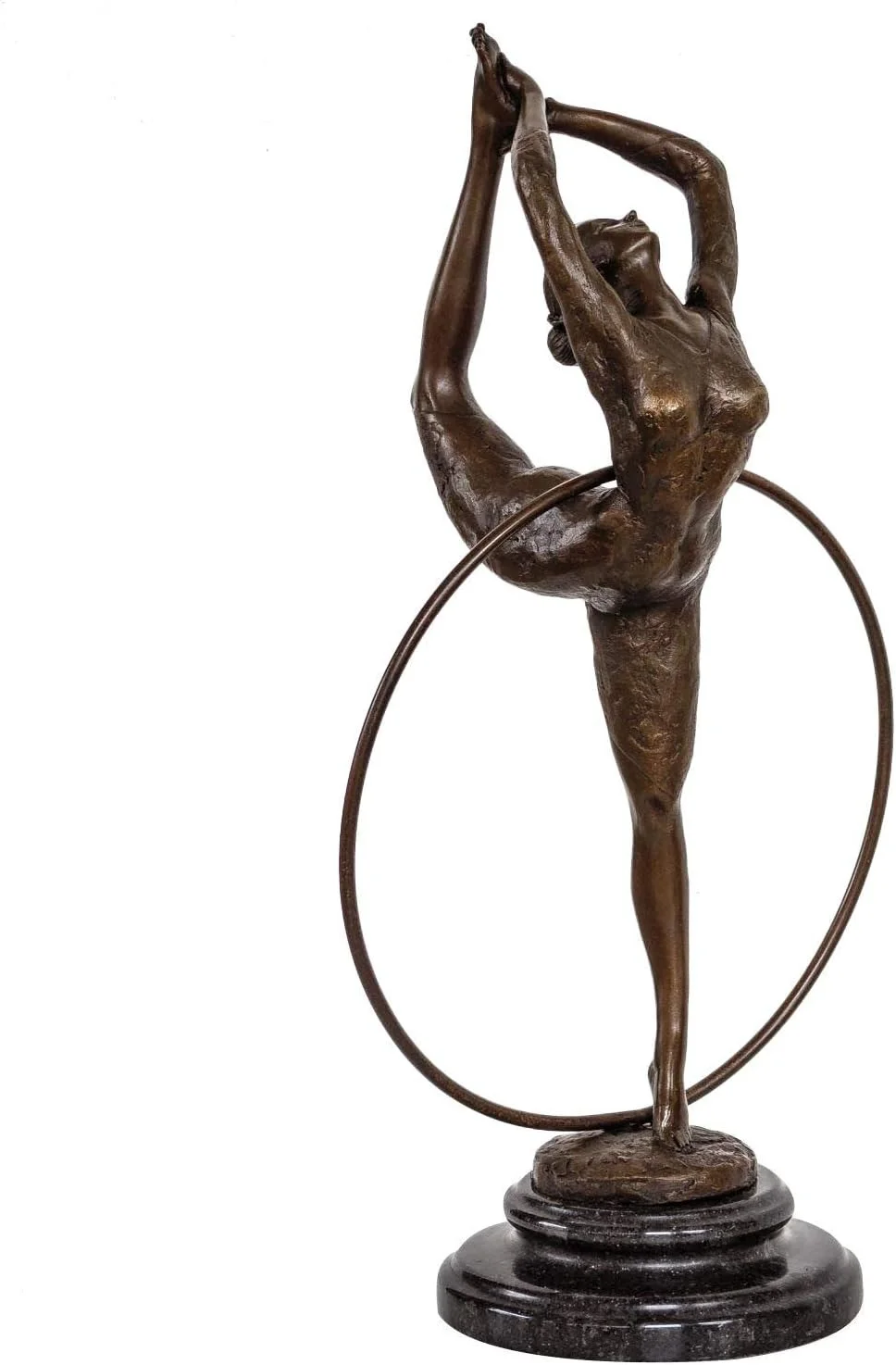 aubaho Escultura señora Bailarina aro Deporte de Bronce Figura Antiqued Estatua 40cm
