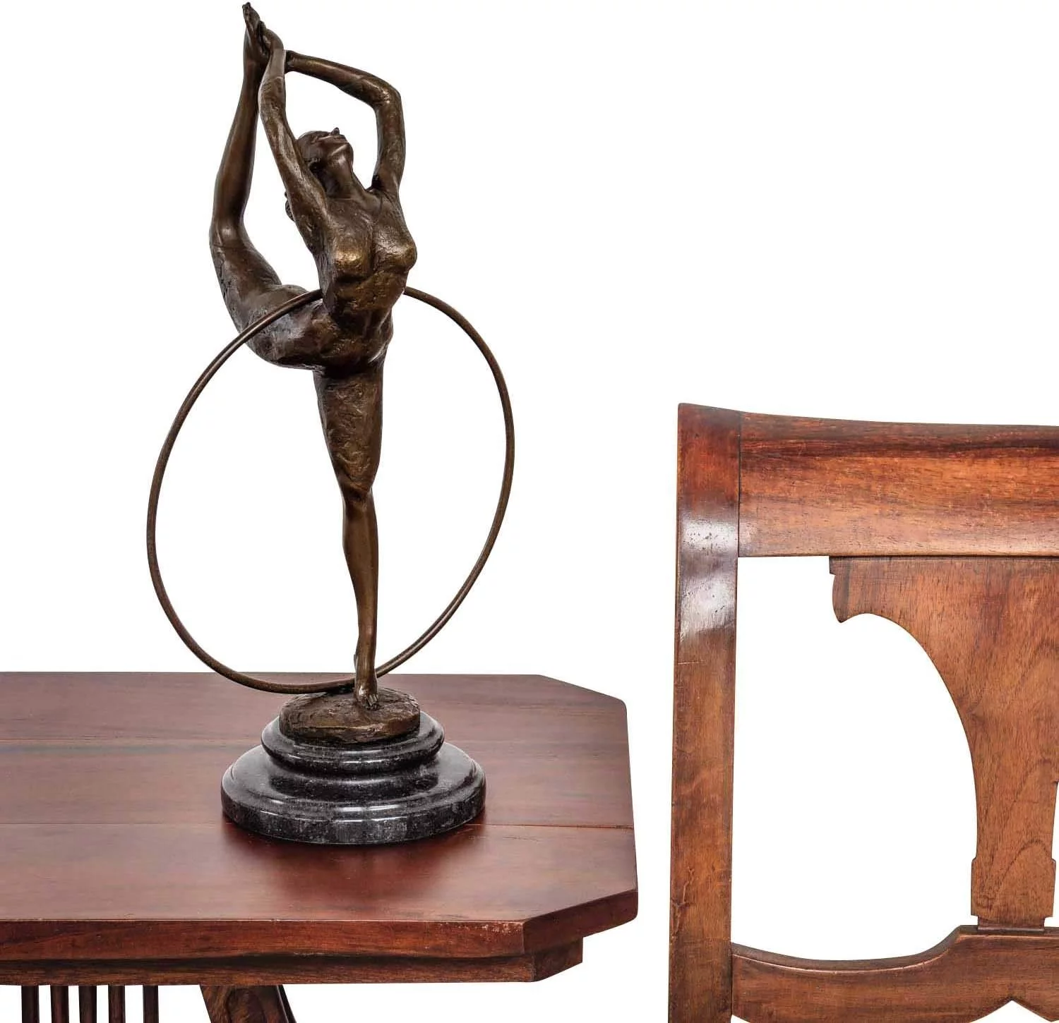 aubaho Escultura señora Bailarina aro Deporte de Bronce Figura Antiqued Estatua 40cm - Imagen 2