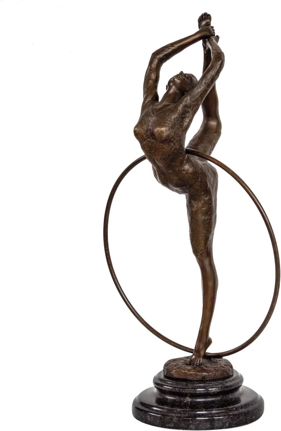 aubaho Escultura señora Bailarina aro Deporte de Bronce Figura Antiqued Estatua 40cm - Imagen 3
