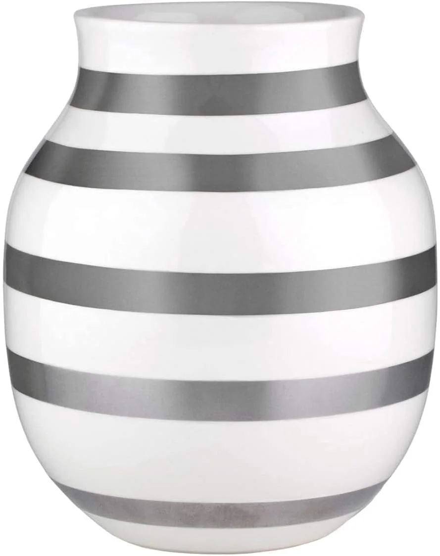 Kähler H20 cm Omaggio Original Design Vase with Hand-Painted Stripes, Metallic