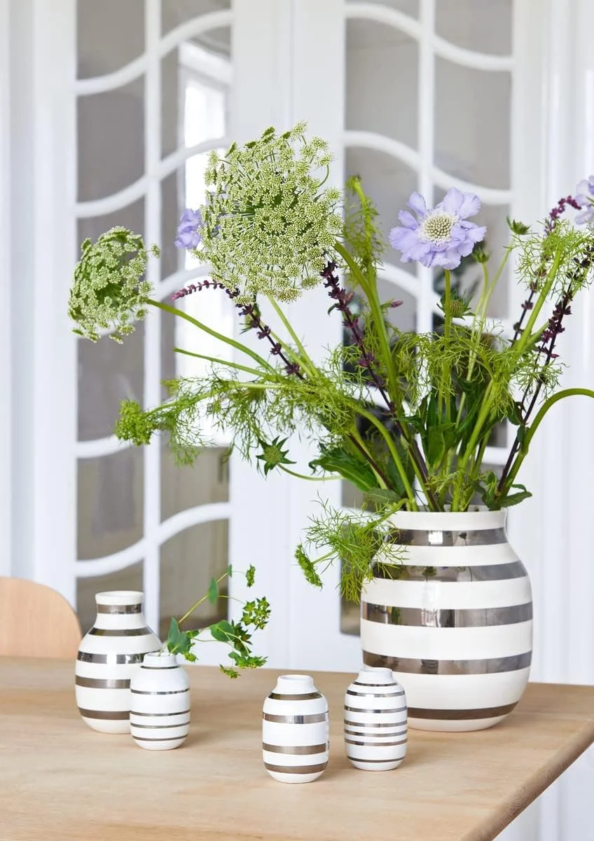 Kähler H20 cm Omaggio Original Design Vase with Hand-Painted Stripes, Metallic - Image 6