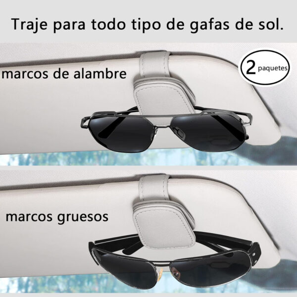 quipuda 2 Unidades Cuero Auténtico Soporte Gafas Coche-Portagafas para Coche-Porta Gafas de Sol para Coche(Gris) - Imagen 2