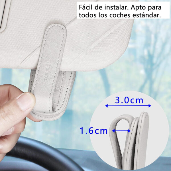 quipuda 2 Unidades Cuero Auténtico Soporte Gafas Coche-Portagafas para Coche-Porta Gafas de Sol para Coche(Gris) - Imagen 4