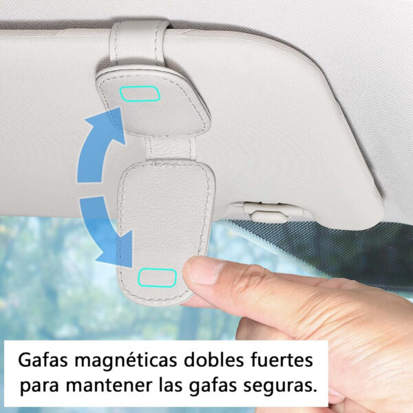 quipuda 2 Unidades Cuero Auténtico Soporte Gafas Coche-Portagafas para Coche-Porta Gafas de Sol para Coche(Gris) - Imagen 5