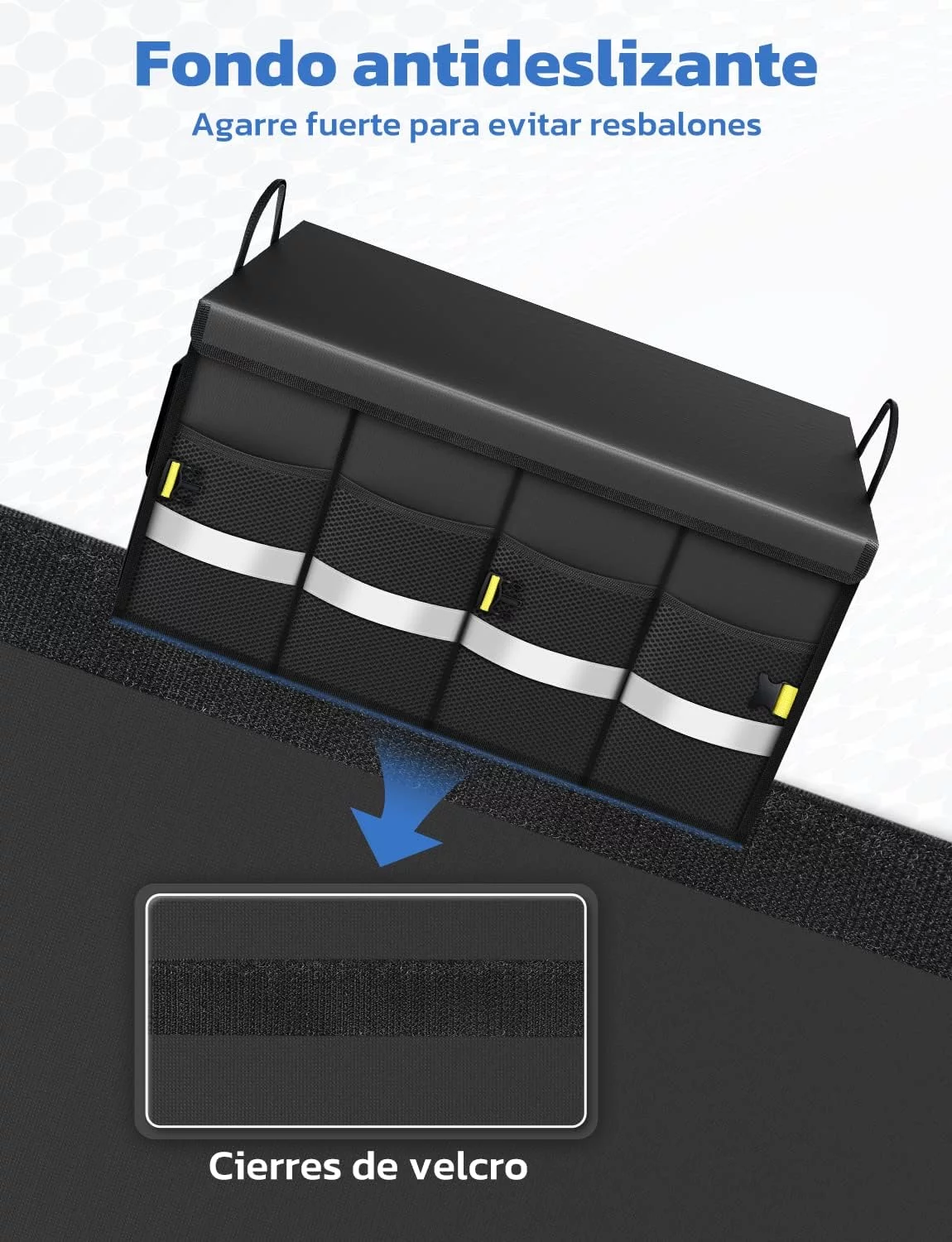 Oasser Organizador Maletero Coche Organizador de Coche para Almacenamiento Plegable Impermeable y Base Antideslizante Tapa Desmontable Negro E3A - Imagen 7