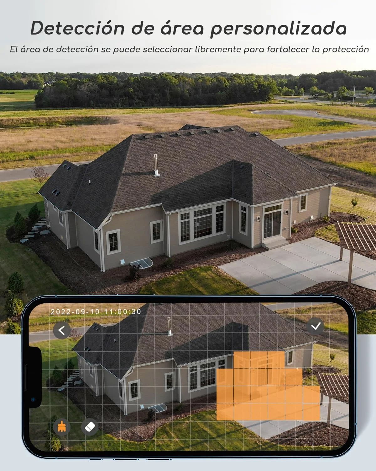 COOAU Camara Vigilancia WiFi Exterior Solar con Batería Recargable, 2k Camara Vigilancia Domicilio WiFi PTZ con Visión Nocturna en Color, Detección de Movimiento PIR, Sirena, IP66 (Blanco) - Imagen 8