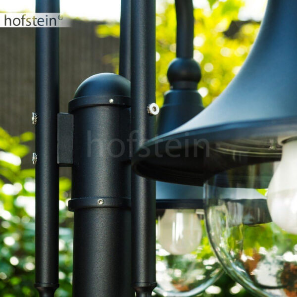 Lámpara de exterior Elgin, candelabro en aspecto antiguo, metal en negro mate, con discos de plástico, luz de camino de 3 brazos 225 cm, lámpara de jardín retro/vintage, E27, IP44, sin bombilla(s) - Imagen 4