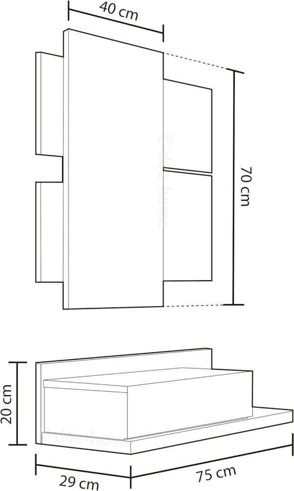 Habitdesign Recibidor con cajón y Espejo, Mueble de Entrada, Modelo Tekkan, Acabado en Blanco Artik y Roble Canadian, Medidas: 75 cm (Ancho) x 116 cm (Alto) x 29 cm (Fondo) - Imagen 5