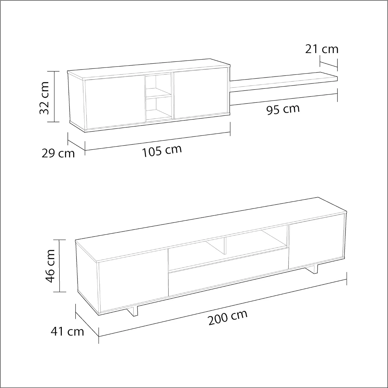 Habitdesign Mueble de Salon Moderno, Modulos Comedor, Modelo Belus, Acabado en Blanco Brillo y Gris Antracita, Medidas: 200 cm (Ancho) x 41 cm (Fondo) x 46 cm (Alto) - Imagen 4