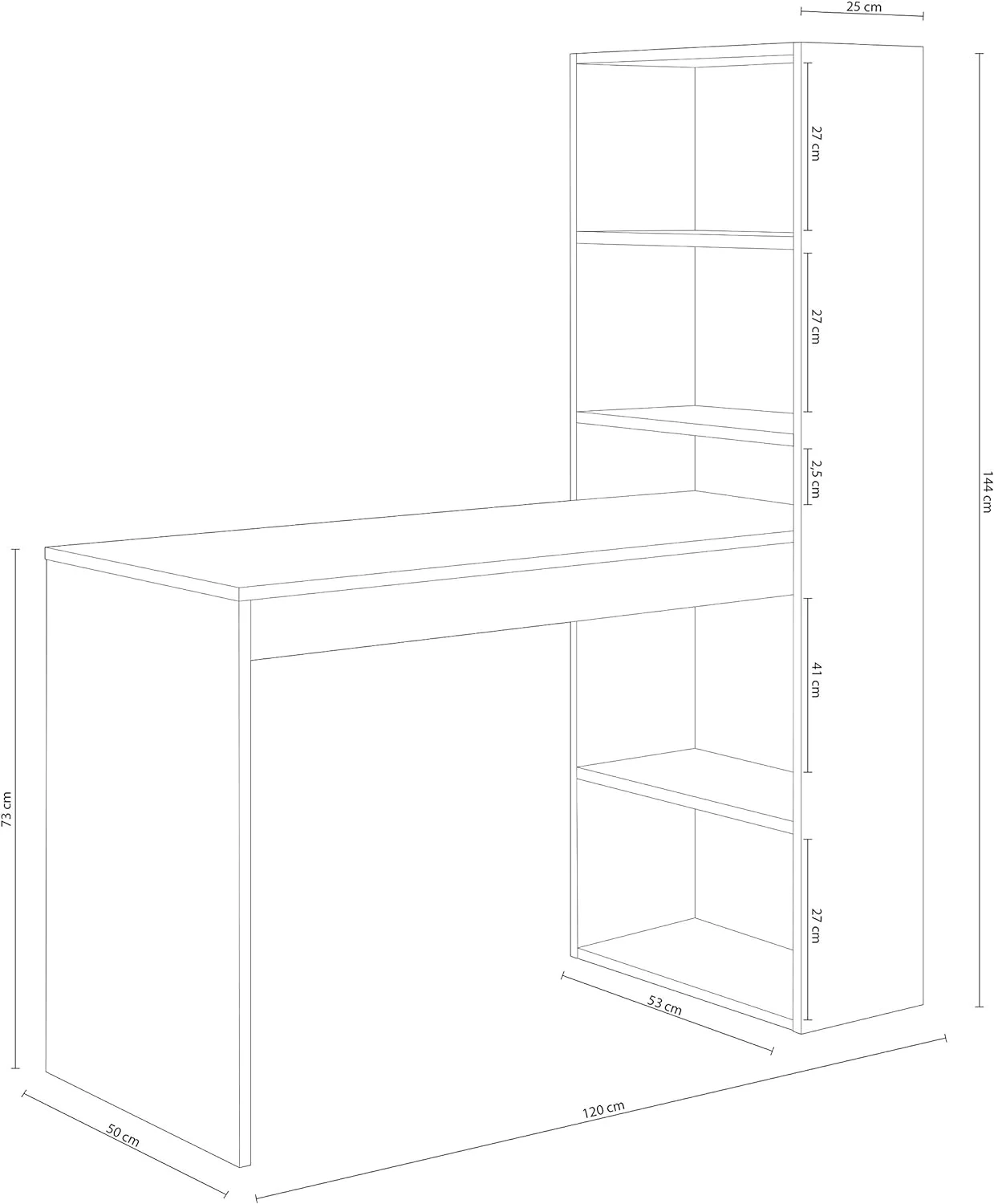 Habitdesign Escritorio con Estanteria Reversible, Mesa de Ordenador, Blanco Artik y Roble Canadian, Modelo Duplo, Medidas: 120 cm (Ancho) x 53 cm (Fondo) x 144 cm (Alto) - Imagen 3