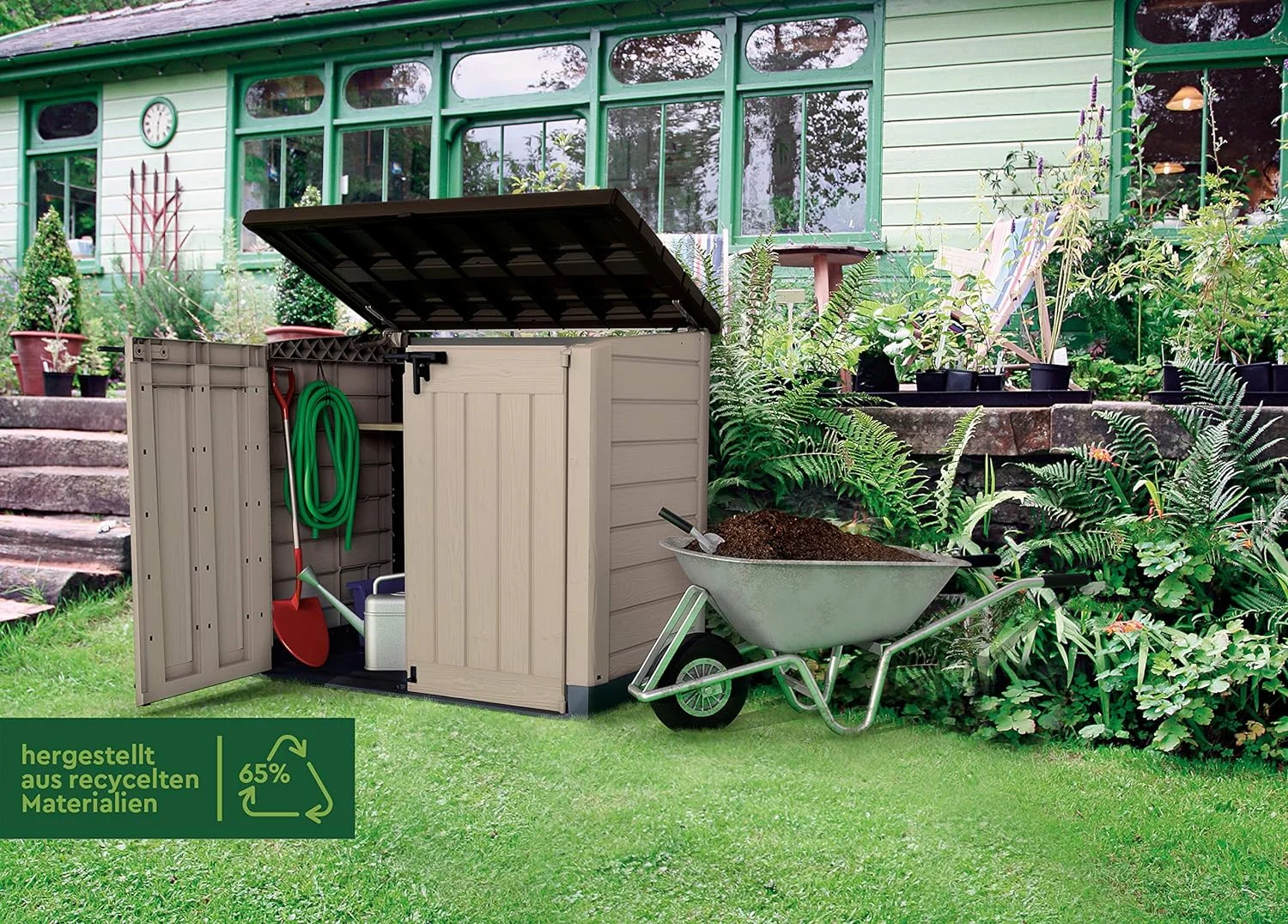 Keter Sio Max -Cobertizo de jardín exterior, Capacidad 1200L, Color Topo/Beige, 145.5 x 125 x 82 cm (copia) - Image 11