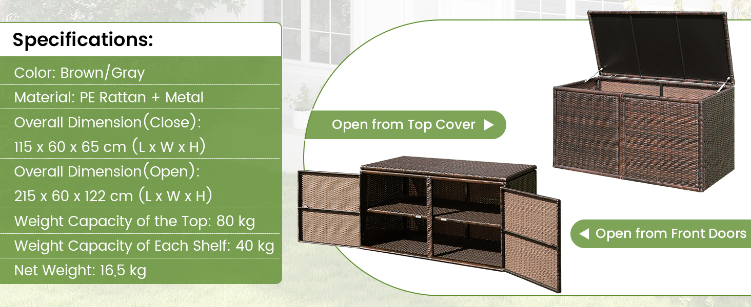 caja almacenaje exterior armario ratán sintético banco baúl arcón jardín de ordenación mueble