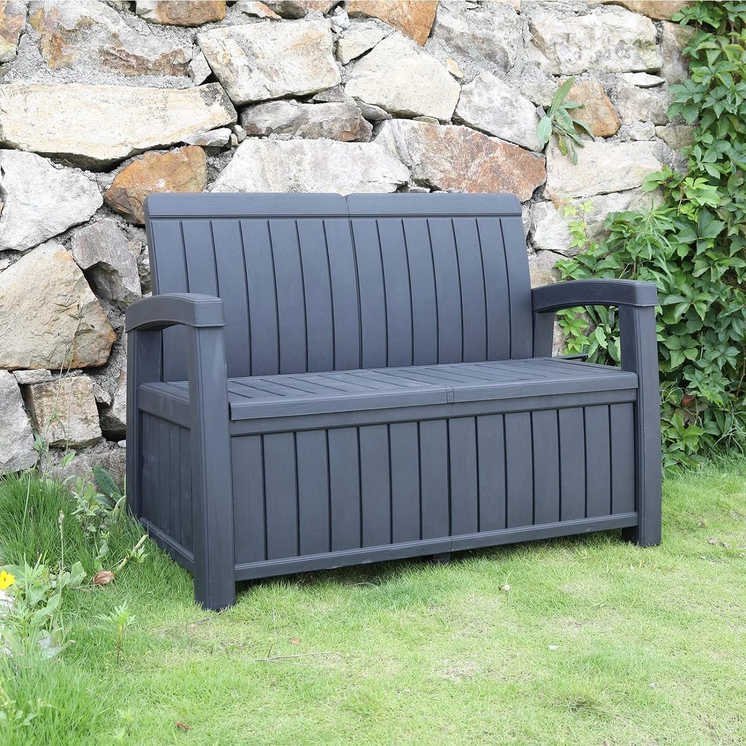 Gardiun Resin Garden Storage Bench - Image 2