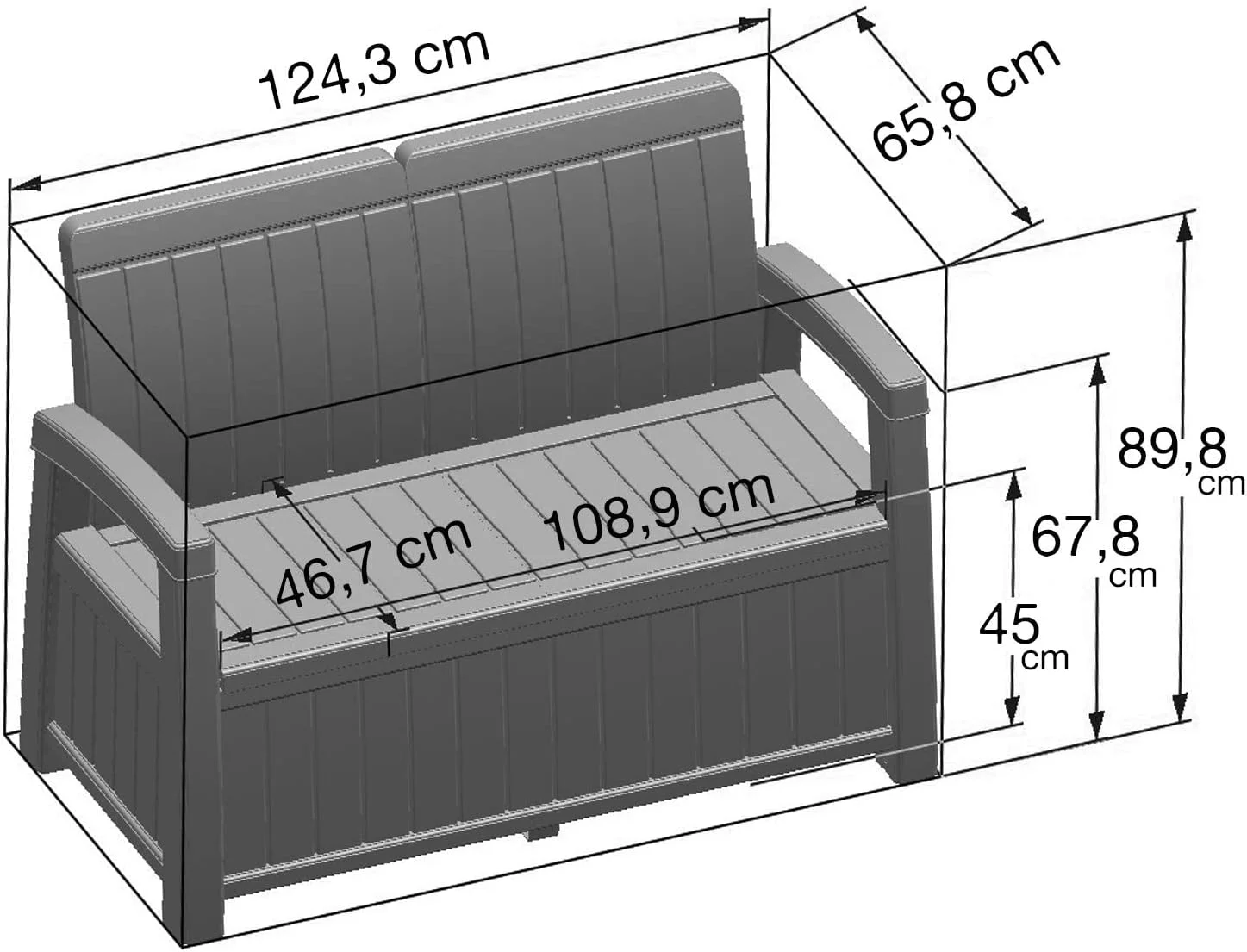 Gardiun Resin Garden Storage Bench - Image 3