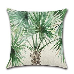 Fundas de almohada impermeables con diseño de plantas tropicales.