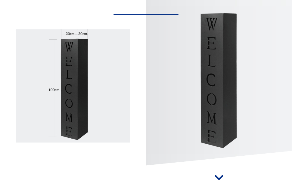 Welcome - Columna decorativa para entrada y jardín delantero, color negro