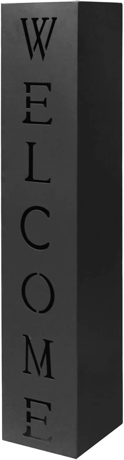Columna Negro Decoración Antorcha Letrero Metal Entrada Casa Hogar Welcome