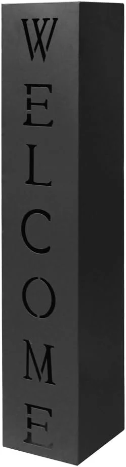 Columna Negro Decoración Antorcha Letrero Metal Entrada Casa Hogar Welcome - Imagen 3