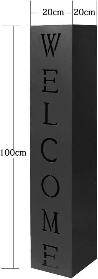 Columna Negro Decoración Antorcha Letrero Metal Entrada Casa Hogar Welcome - Imagen 5