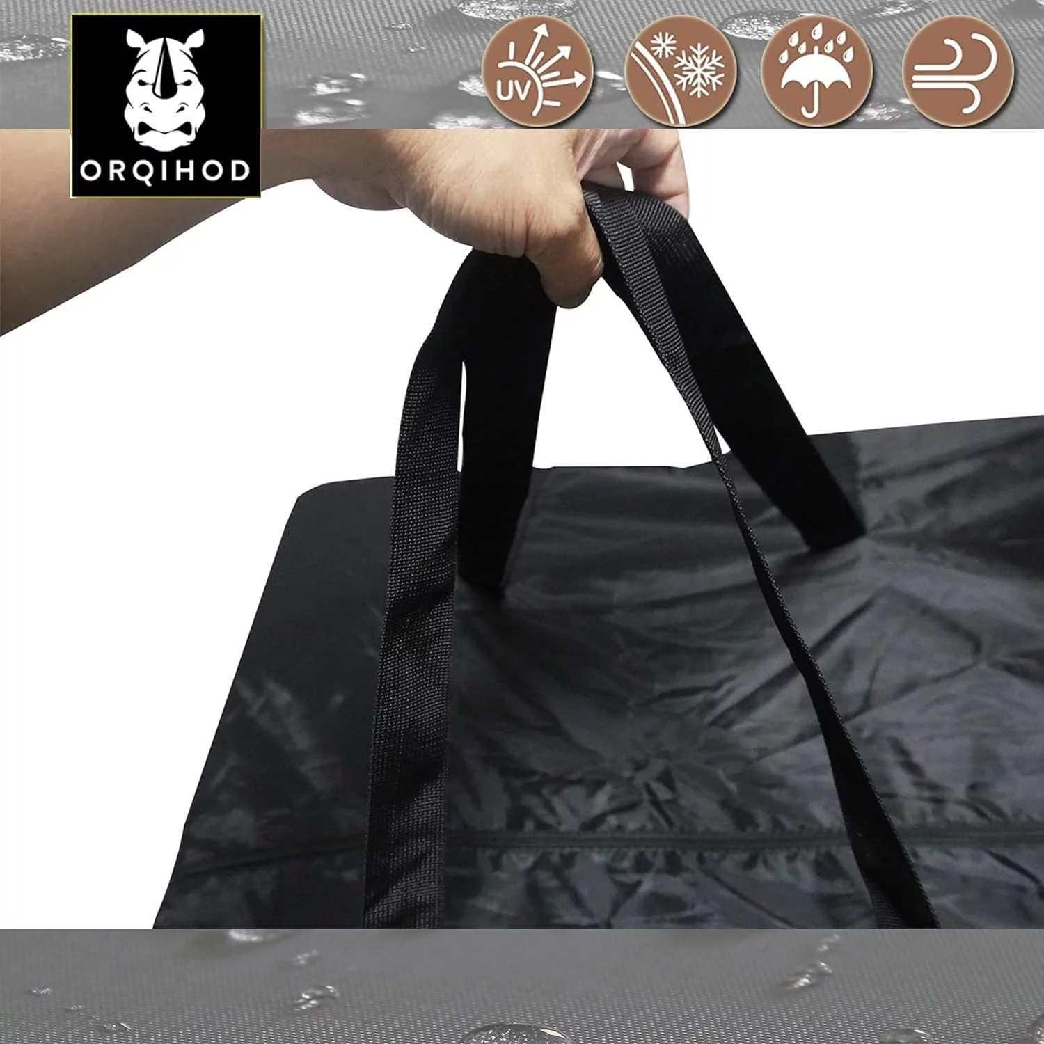 Orqihod Bolsa de almacenamiento grande para cojines de asiento para muebles de jardín, 420D, resistente, impermeable, para exteriores, bolsa de transporte cuadrada con cremallera, 81 x 81 x 61 cm, (copia) - Image 6